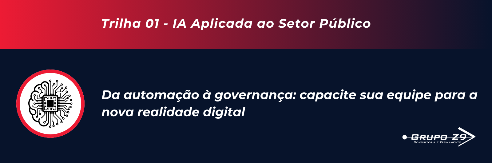 Banner da Trilha de Inteligência Artificial Aplicada ao Setor Público - Grupo Z9